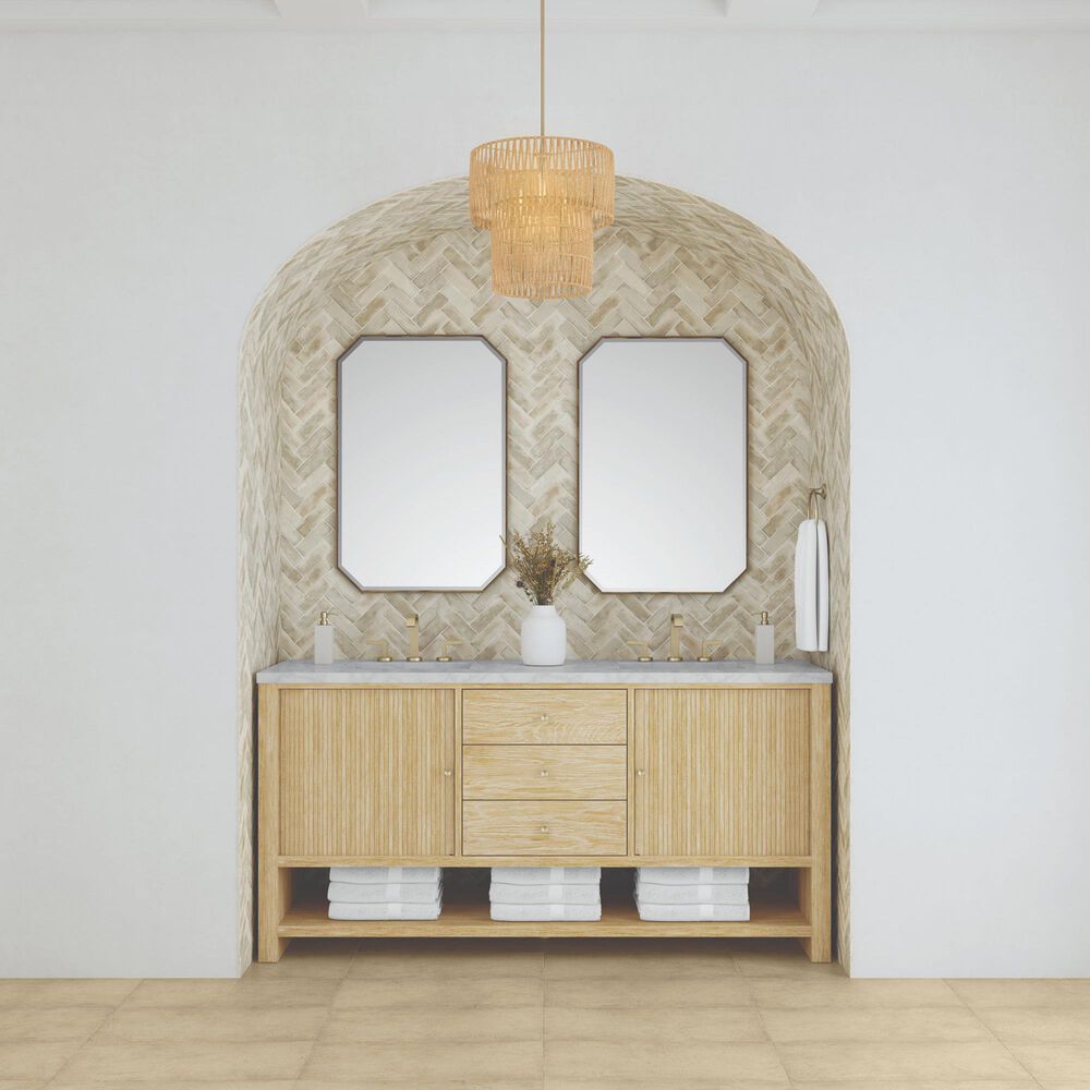 James Martin Marigot 72&quot; Double Bathroom Vanity in Sunwashed Oak with 3 cm Victorian Silver Quartz Top, Rectangular Sinks and FreePower Wireless Charger, , large