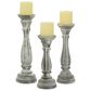 Maple and Jade Turned Pillar Decorative Candle Holder in Washed Gray and Black (Set of 3), , large