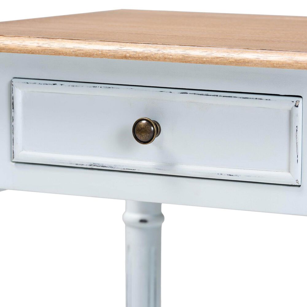 Baxton Studio Legrand 1-Drawer End Table in White and Natural Brown, , large