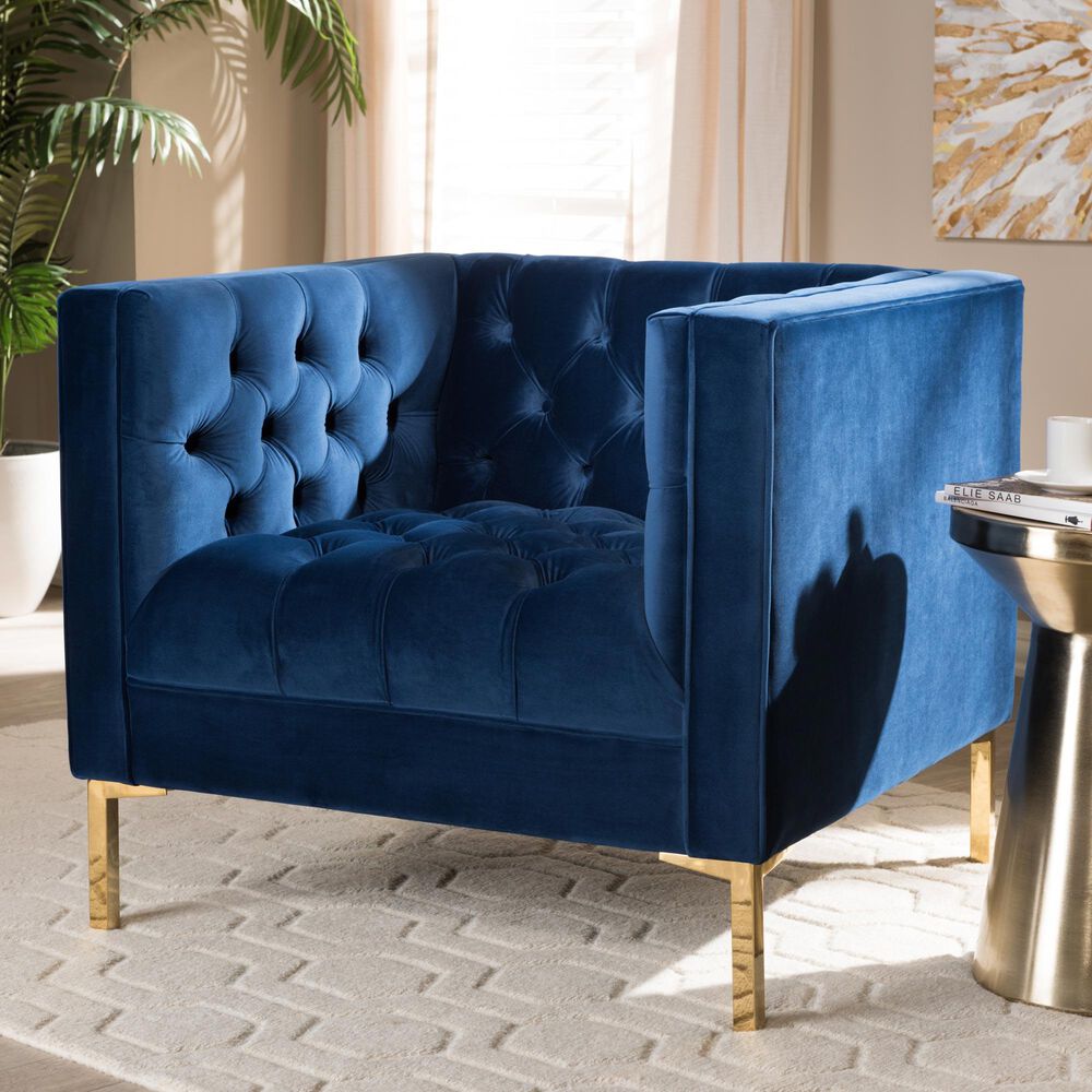 Baxton Studio Zanetta Lounge Chair in Navy, , large
