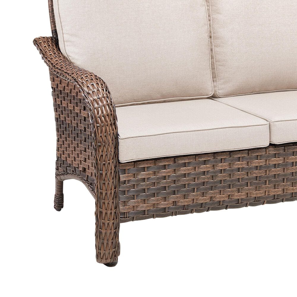 Hearth and Haven Outdoor PE Wicker Sofa with Deep Seat Cushions in Beige, , large