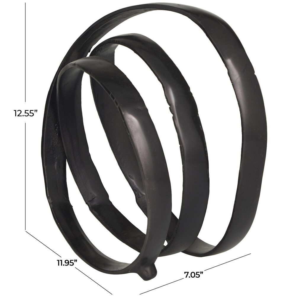 Maple and Jade Abstract Looped Decorative Sculpture in Satin Black, , large