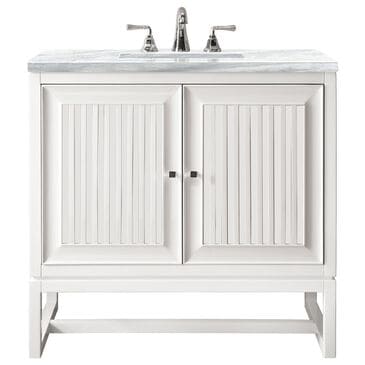 James Martin Vanities Athens 30" Single Bathroom Vanity in Glossy White with 3 cm Arctic Fall Solid Surface Top and Rectangular Sink, , large