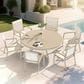 Hearth and Haven 7-Pieces Outdoor Dining Set with Stackable Chairs and Round Table in Sandstone, , large