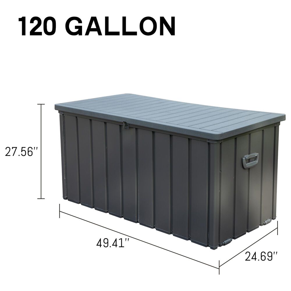 HOMLUX 120-Gallon Outdoor Waterproof Storage Deck Box in Dark Gray, , large