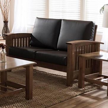 Baxton Studio Charlotte Loveseat in Dark Brown, , large