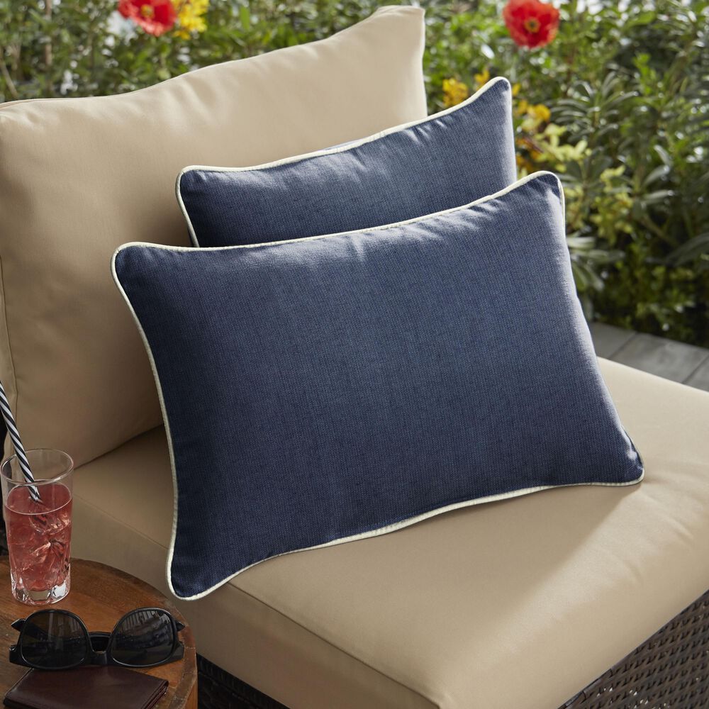 Sorra Home Sunbrella 13" x 20" Pillow in Spectrum Indigo (Set of 2), , large
