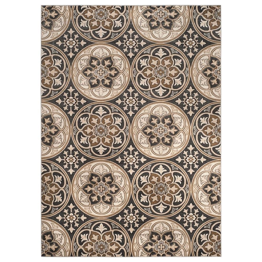 Safavieh Lyndhurst 9" x 12" Light Grey and Beige Area Rug, , large