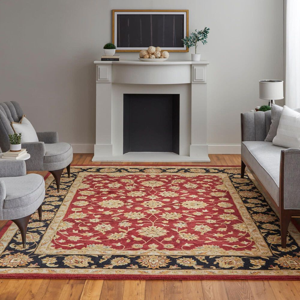Feizy Wagner 8942F 5&#39; x 8&#39; Red and Black Area Rug, , large