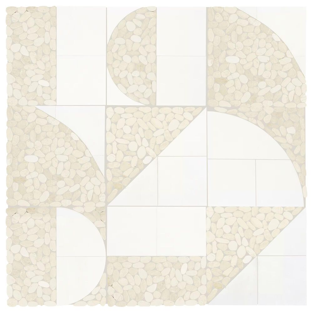 Dal-Tile Pebble Oasis Icicle 12" x 12" Art Deco Natural Stone Mosaic Sheet, , large