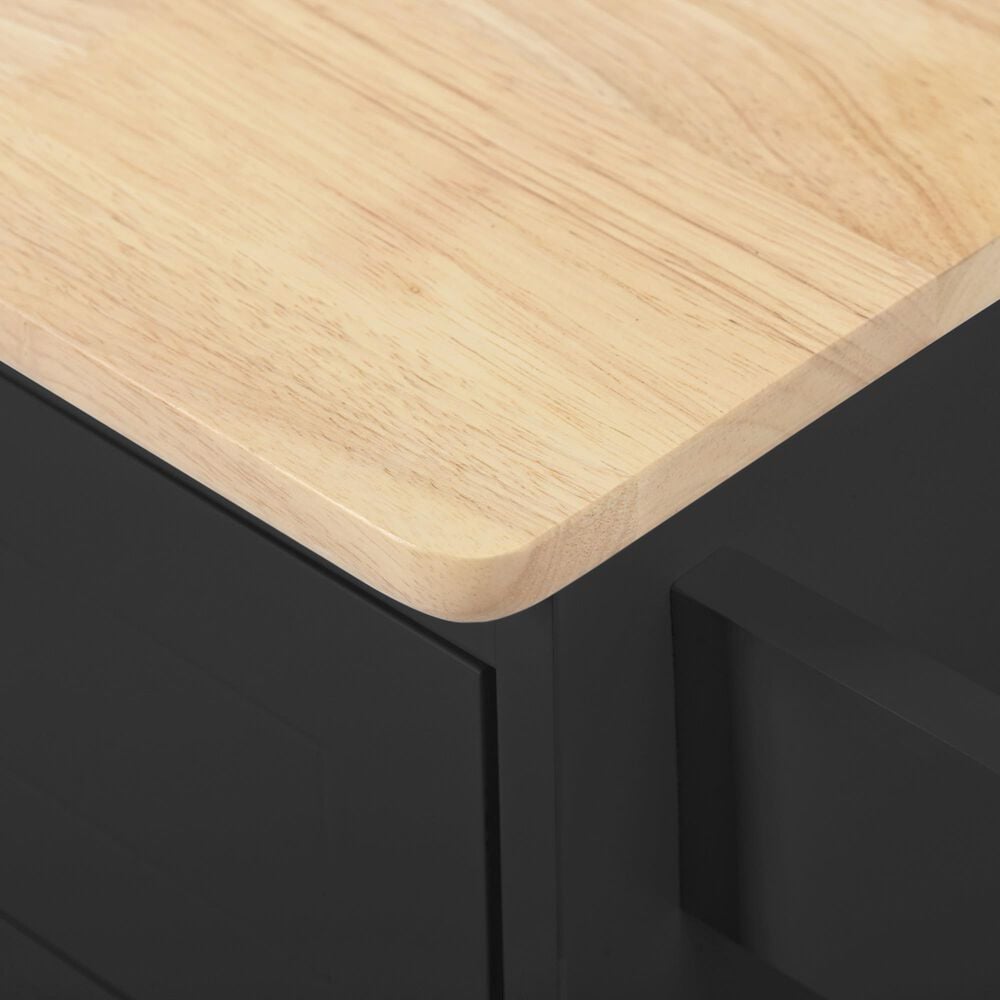 HOMLUX Kitchen Island with Power Outlet and Drop Leaf in Black, , large
