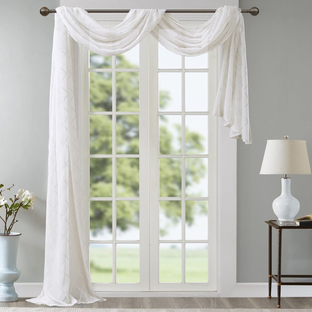 Hampton Park Irina 216" x 50" Window Scarf in White NFM