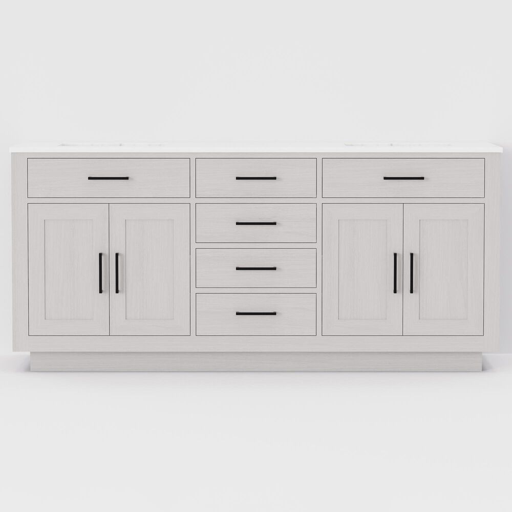 Lexora Home Abbey 72&quot; Double Bathroom Vanity in White Oak with 2 cm White Carrara Marble Top and Rectangular Sinks, , large