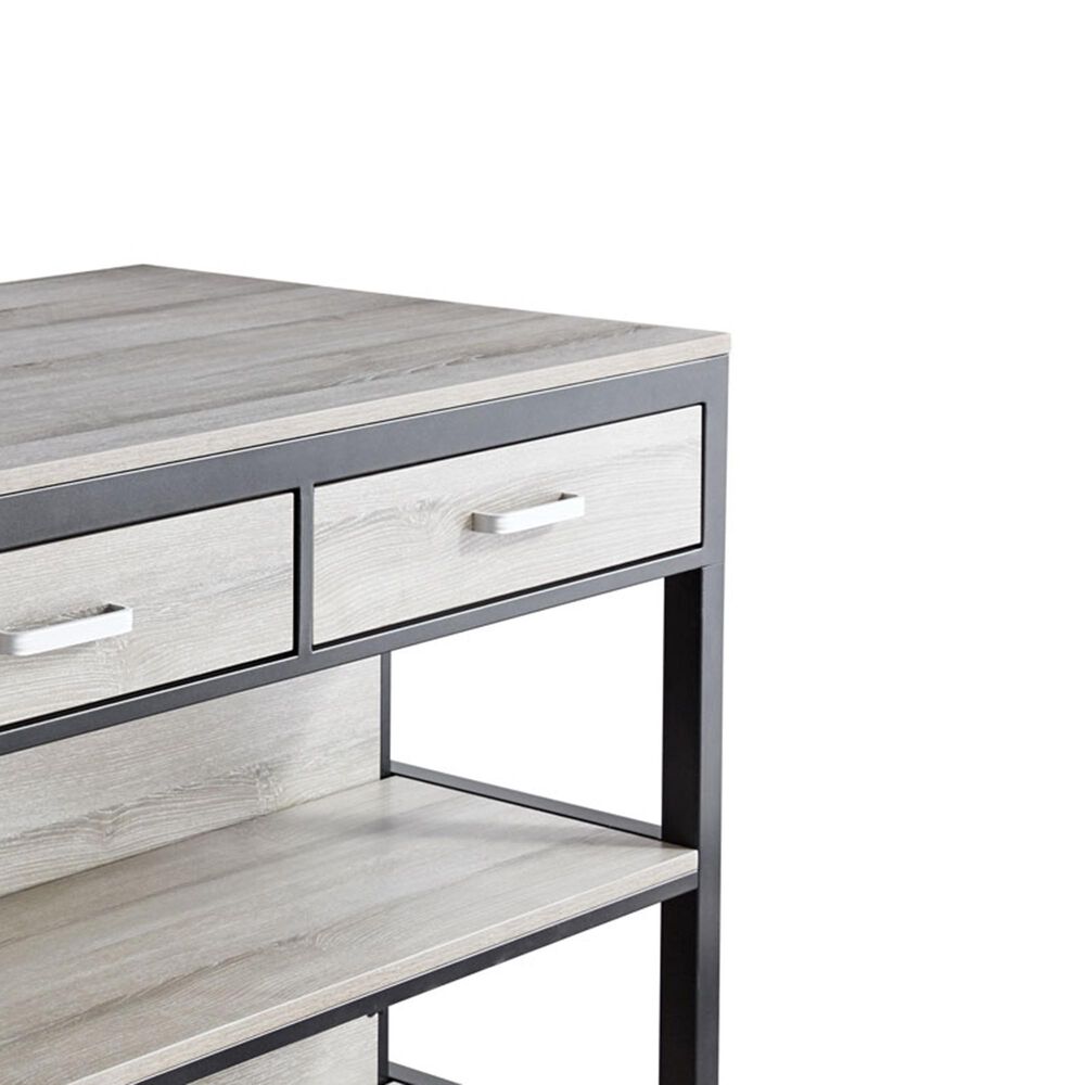 Steve Silver Carson Kitchen Island Set in Driftwood and Black, , large