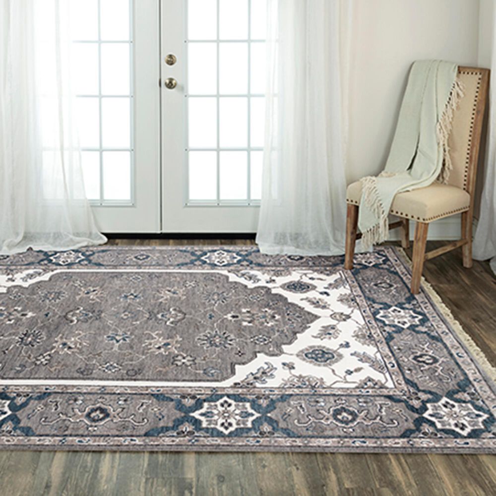 RIZZY Historia 6&#39; x 9&#39; Gray and Ivory Area Rug, , large