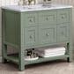 James Martin Vanities Breckenridge 36" Single Bathroom Vanity in Smokey Celadon with 3 cm Carrara White Marble Top and Rectangular Sink, , large