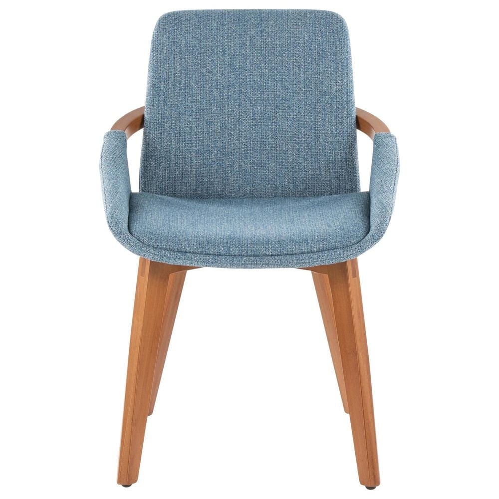 LumiSource Cosmo Arm Chair with Blue Noise Fabric Cushion in Walnut, , large