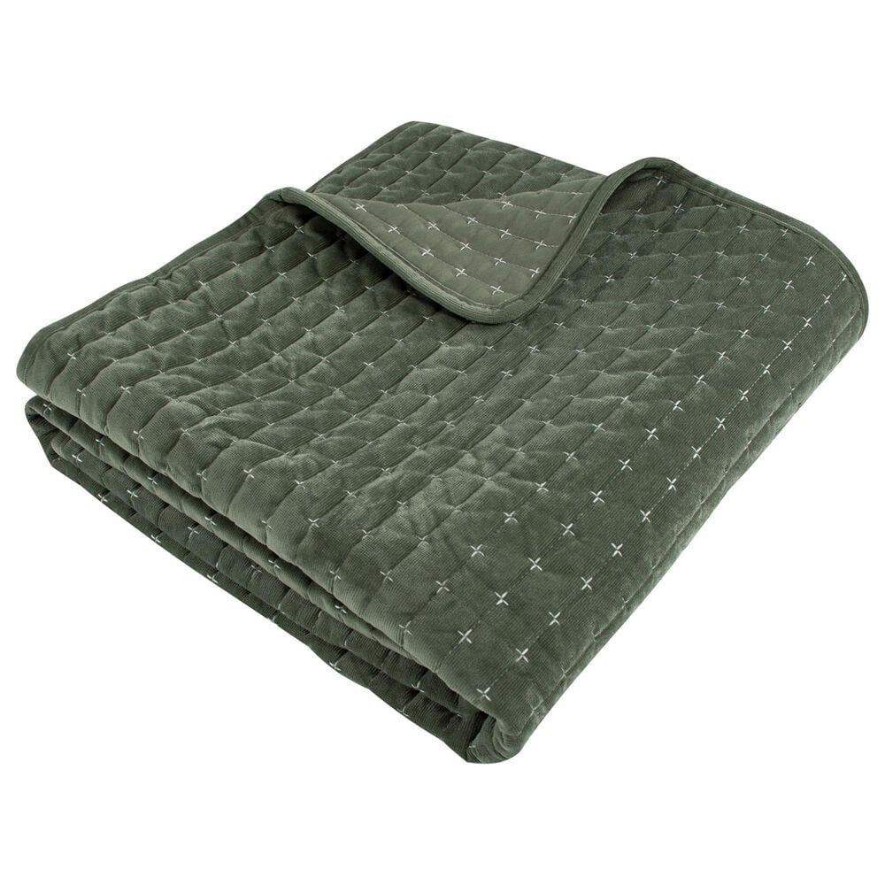 Levtex Velvet Stitch 50" x 60" Quilted Throw in Green, , large