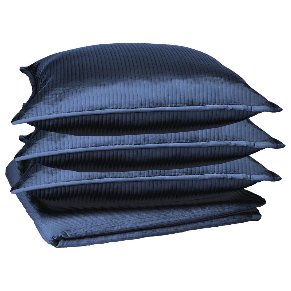 Ann Gish Linea 4-Piece King Coverlet Set in Navy, , large