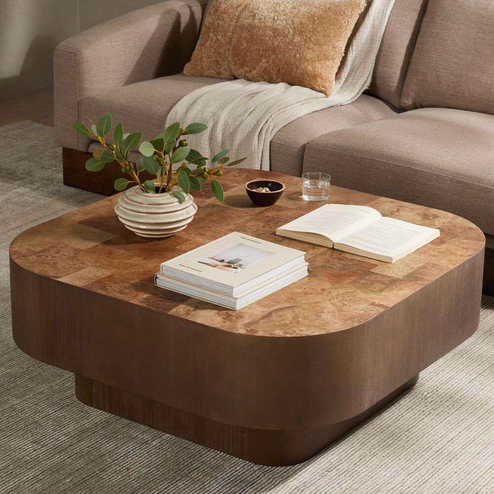 Four Hands Grass Roots Blanco Coffee Table in Warm Umber Burl, , large