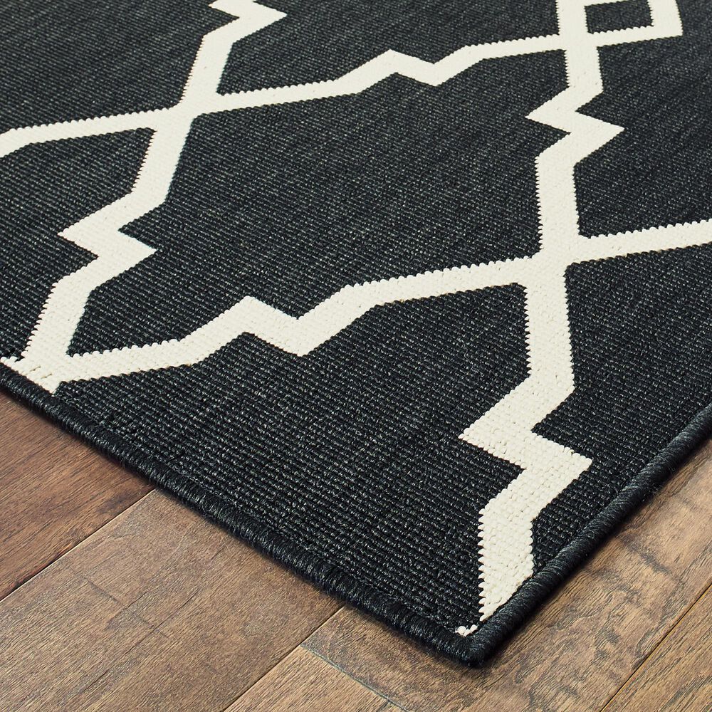 Oriental Weavers Marina 7763K 2&#39;3&quot; x 7&#39;6&quot; Black and Ivory Runner, , large
