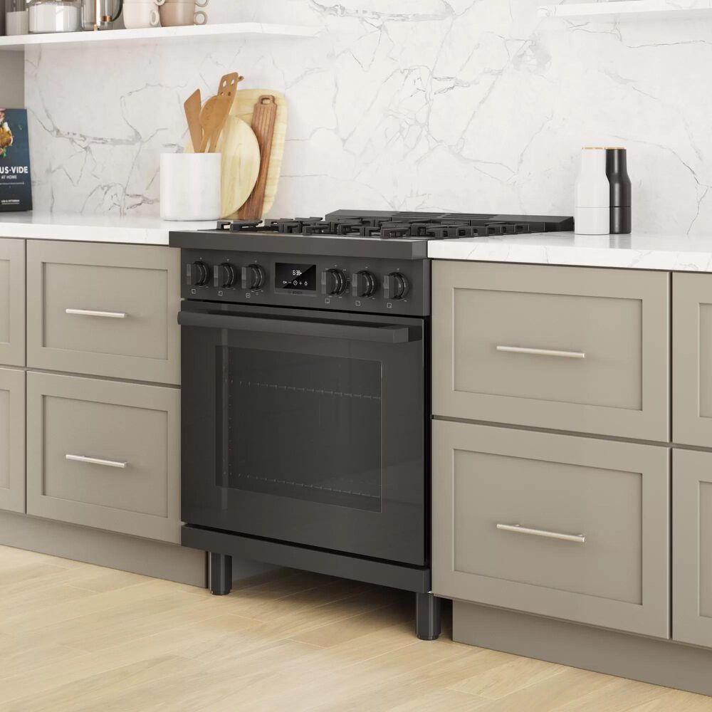 Bosch 30" Freestanding Dual Fuel Range in Black Stainless Steel