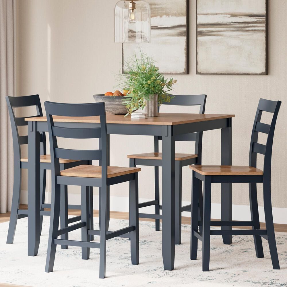 Ashley Gesthaven 5-Piece Counter Height Dining Set in Light Natural and Dark Slate Blue, , large