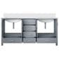 Lexora Home Jacques 72" Double Bathroom Vanity in Dark Grey with 2 cm White Cultured Marble Top and Rectangular Sinks, , large