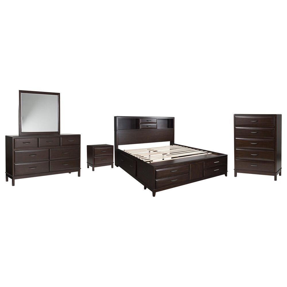 Ashley Vanmore 5-Piece King Storage Bedroom Set in Dark Brown, , large