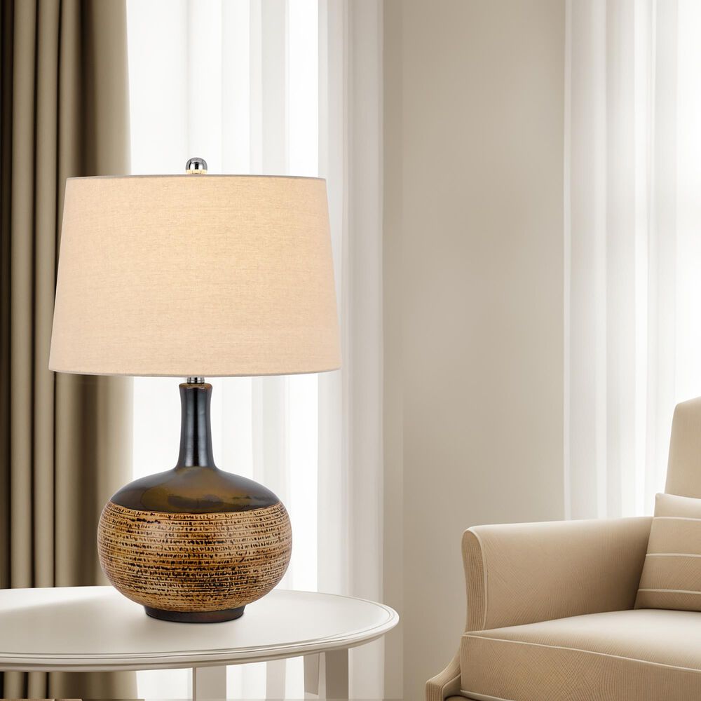 Cal Lighting Yuma Ceramic Table Lamp in Terra Cotta and Black, , large