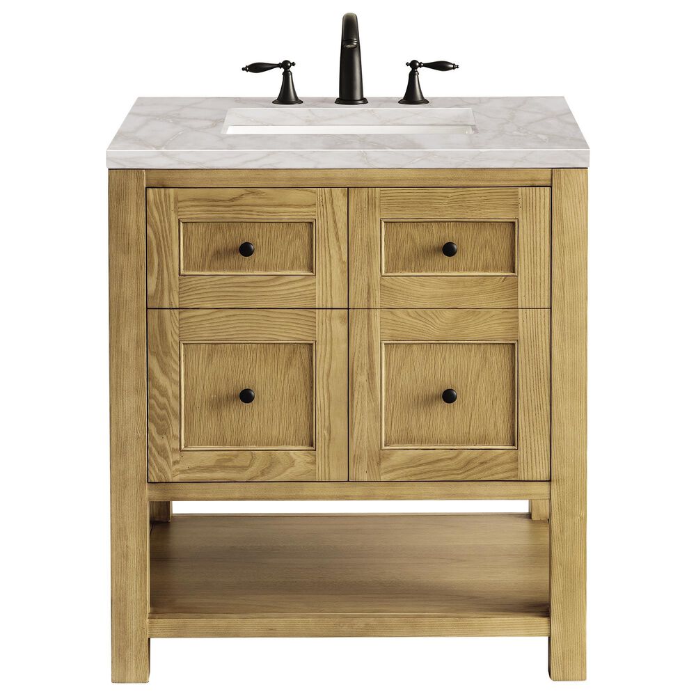 James Martin Vanities Breckenridge 30&quot; Single Bathroom Vanity in Light Natural Oak with 3 cm Victorian Silver Quartz Top and Rectangular Sink, , large