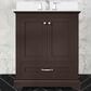 Lexora Home Dukes 30" Single Bathroom Vanity in Espresso with 2 cm White Cultured Marble Top and Rectangular Sink, , large
