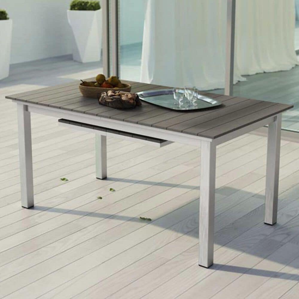 Modway Shore Outdoor Aluminum Extension Dining Table in Silver and Gray, , large