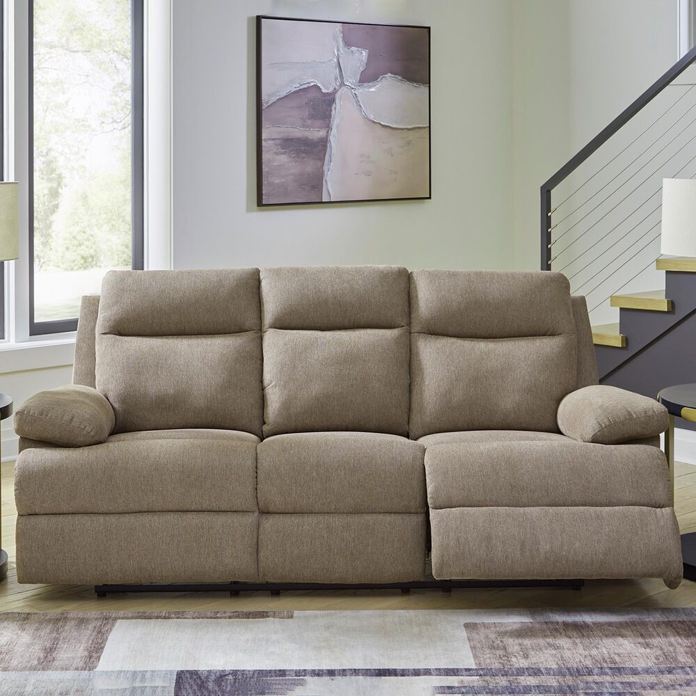 Ashley Side-Swipe Manual Reclining Sofa in Mocha, , large
