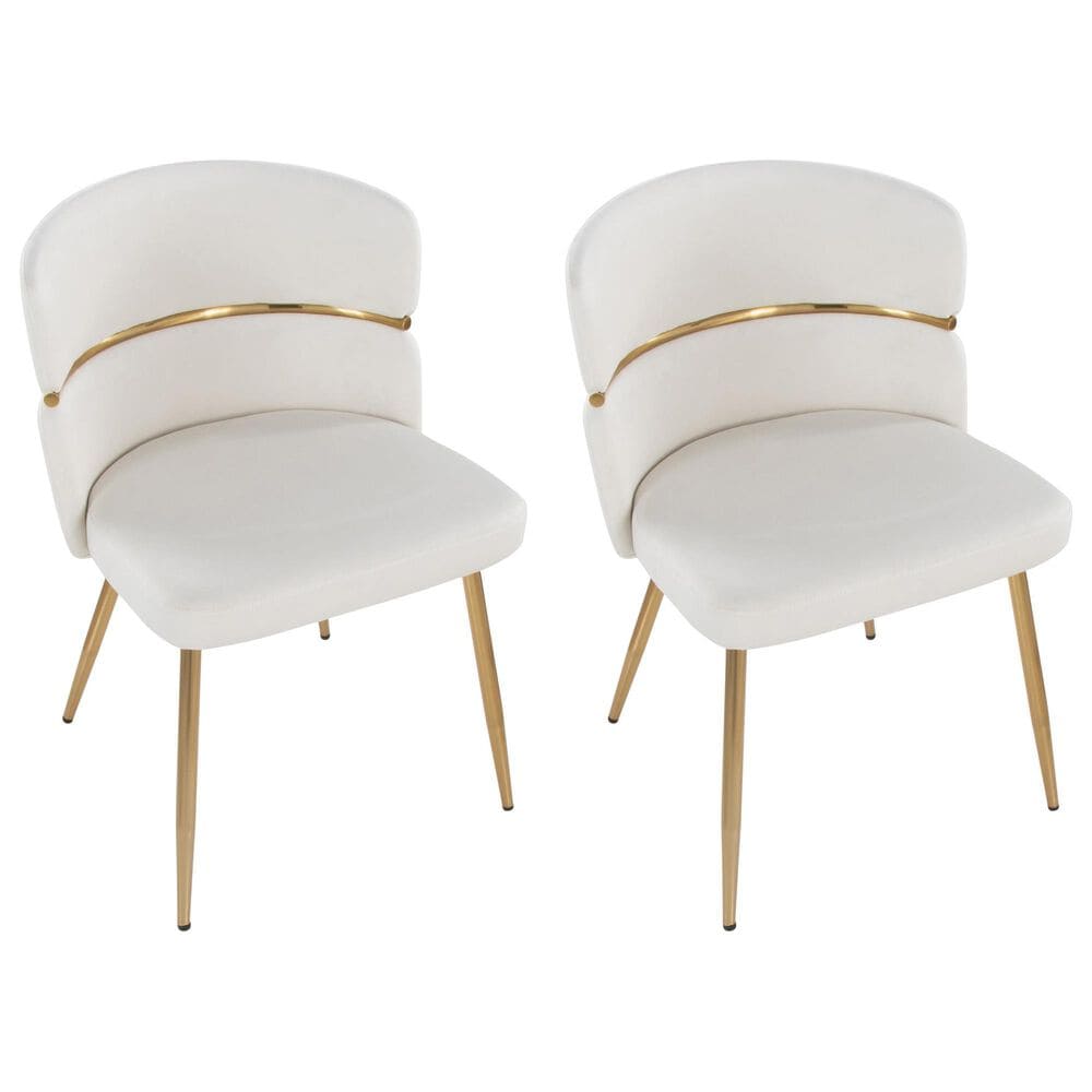 LumiSource Cinch Side Chair with Cream Velvet Cushion in Gold &#40;Set of 2&#41;, , large