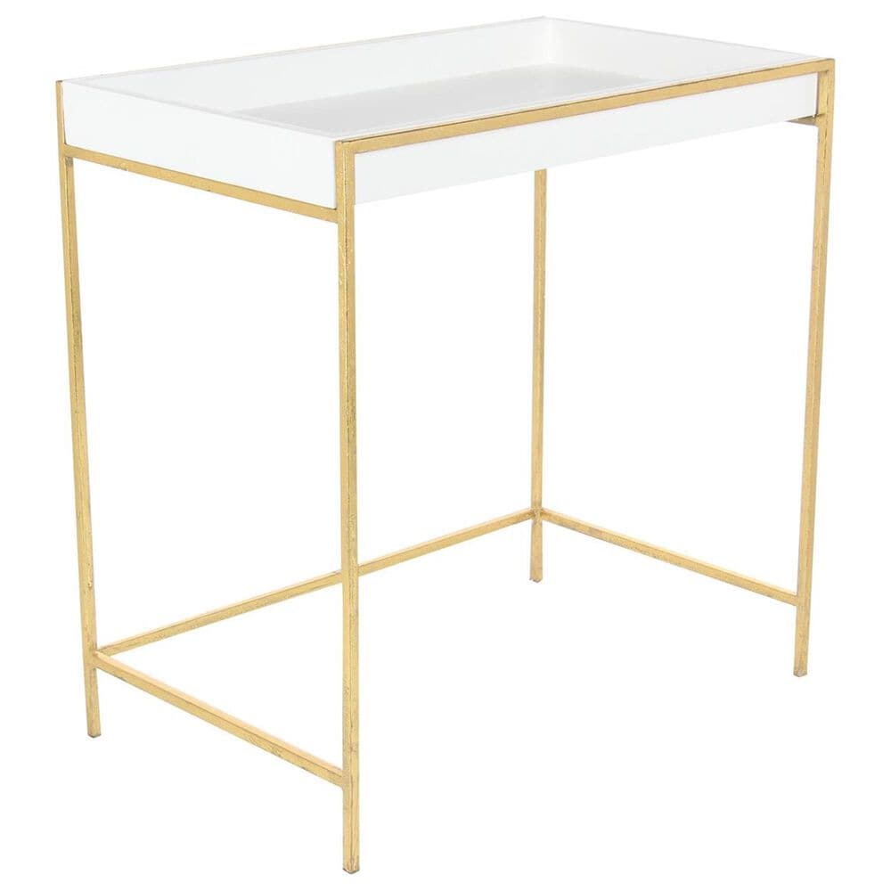 Maple and Jade 2-Piece Nesting Tray Top End Table Set in Gold and White, , large