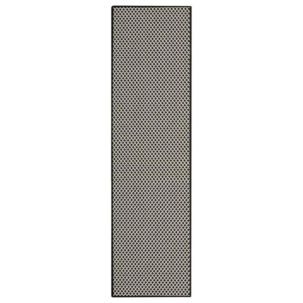 Nourison Courtyard Black and White 2&#39; x 6&#39; Indoor/Outdoor Runner, , large