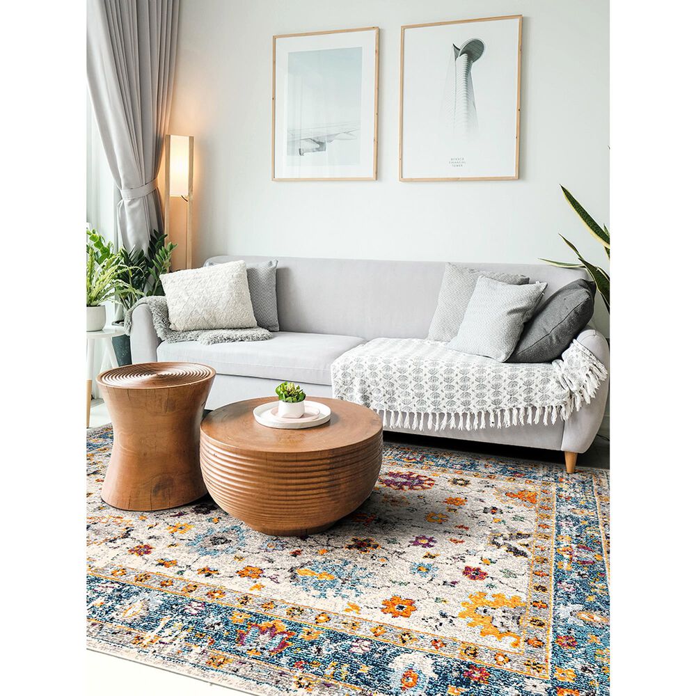 Amer Rugs Montana MON-6 7&#39;10&quot; x 10&#39;10&quot; Blue and Orange Area Rug, , large