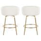 LumiSource Claire Swivel Counter Stool with White Faux Leather Upholstery in Gold (Set of 2), , large