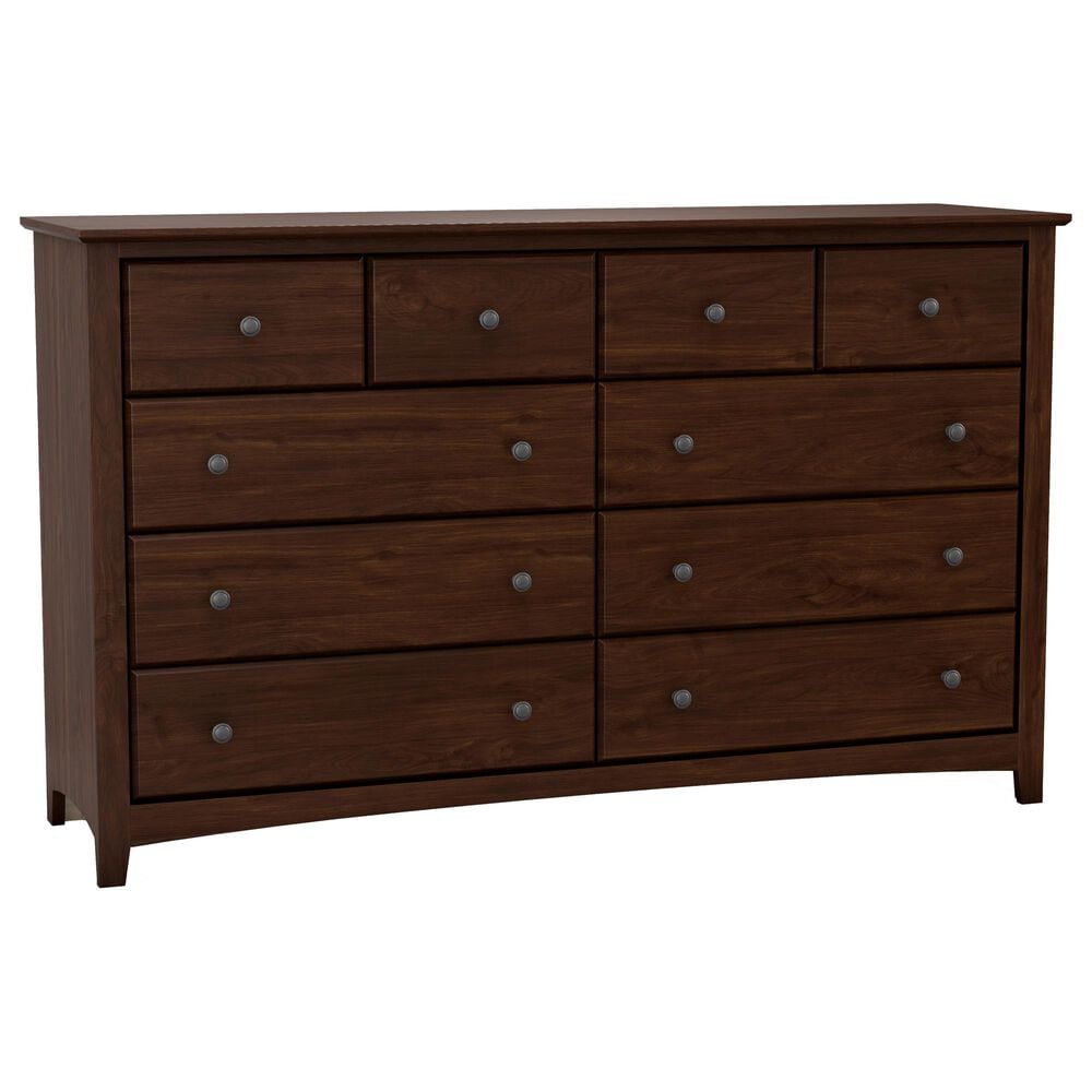 Archbold Furniture Shaker Dresser and Mirror in Brown Mahogany, , large
