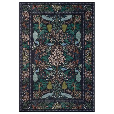 Loloi Canopy Peacock Forest Charcoal 7"6" Round Area Rug, , large