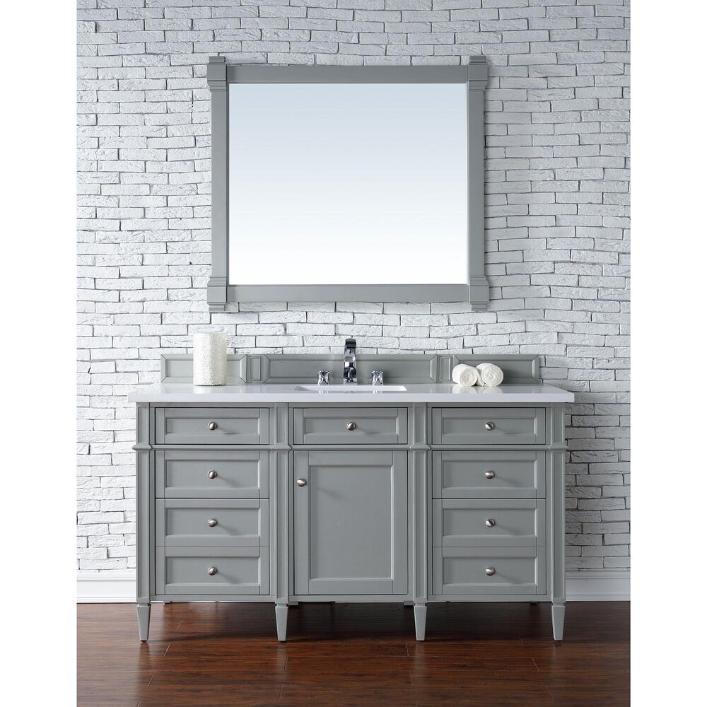 James Martin Vanities Brittany 48&quot; Single Bathroom Vanity in Urban Gray with Single Hole 3 cm White Zeus Quartz Top and Rectangular Sink, , large