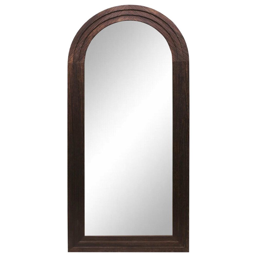 Garber Collection 68" Arch Wood Frame Cheval Mirror in Dark Brown, , large