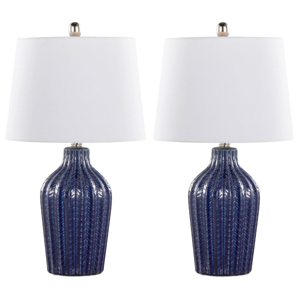 LumiSource Rockwell Table Lamp in Dark Blue and Polished Nickel (Set of 2), , large