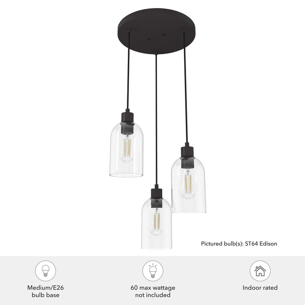 Hunter Lochmeade 3-Light Pendant Cluster in Noble Bronze, , large