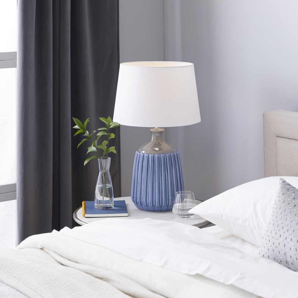 Maple and Jade Table Lamp in Shiny Blue and Gray, , large