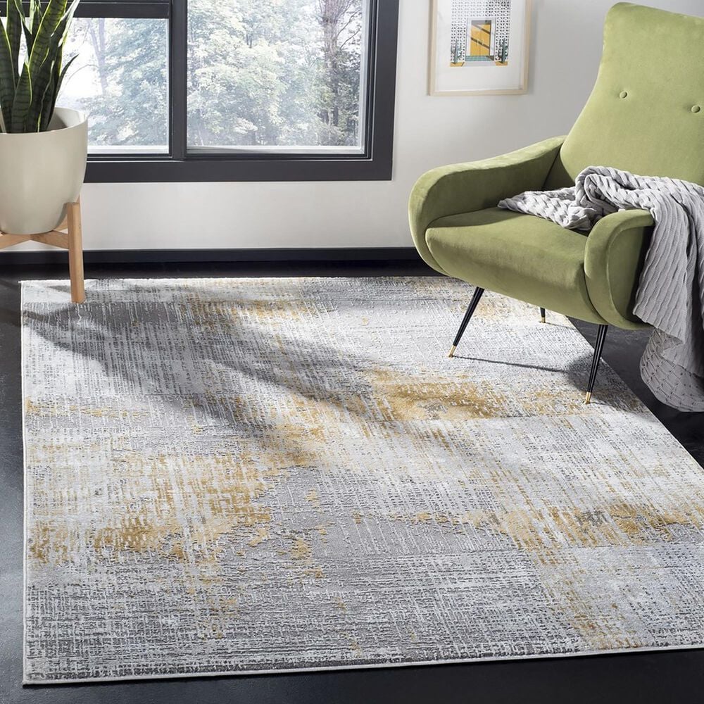 Etching Machine Woven Beige Area Rug