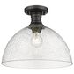Golden Lighting Hines 14" Semi-Flush with Seeded Glass in Matte Black, , large