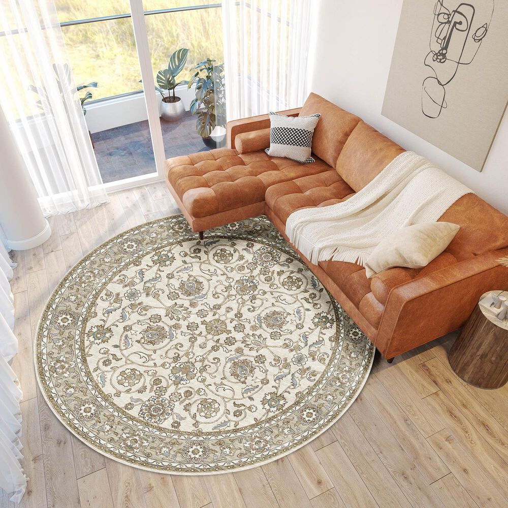 Dalyn Rug Company Hatay HY1 8&#39; Round Ivory Area Rug, , large