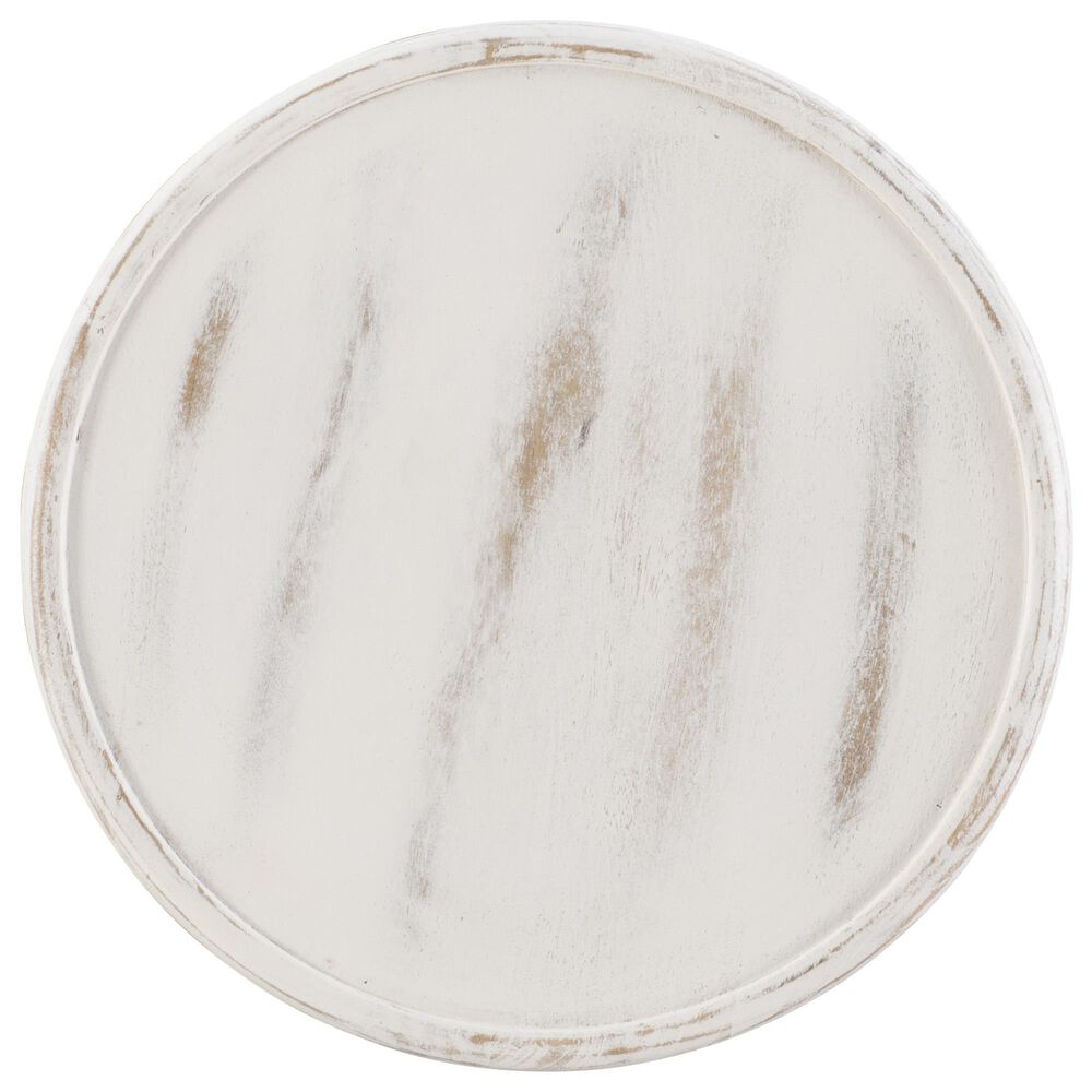 Linon Home Decor Inora Round Side Table in Distressed Antique White, , large